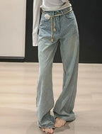 Ladies' High Waisted Straight Leg Jeans