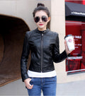 Korean women's skinny motorcycle leather jacket