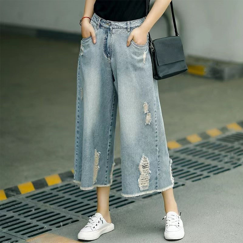 High Waist Loose And Slimming Nostalgic Wide-leg Pants
