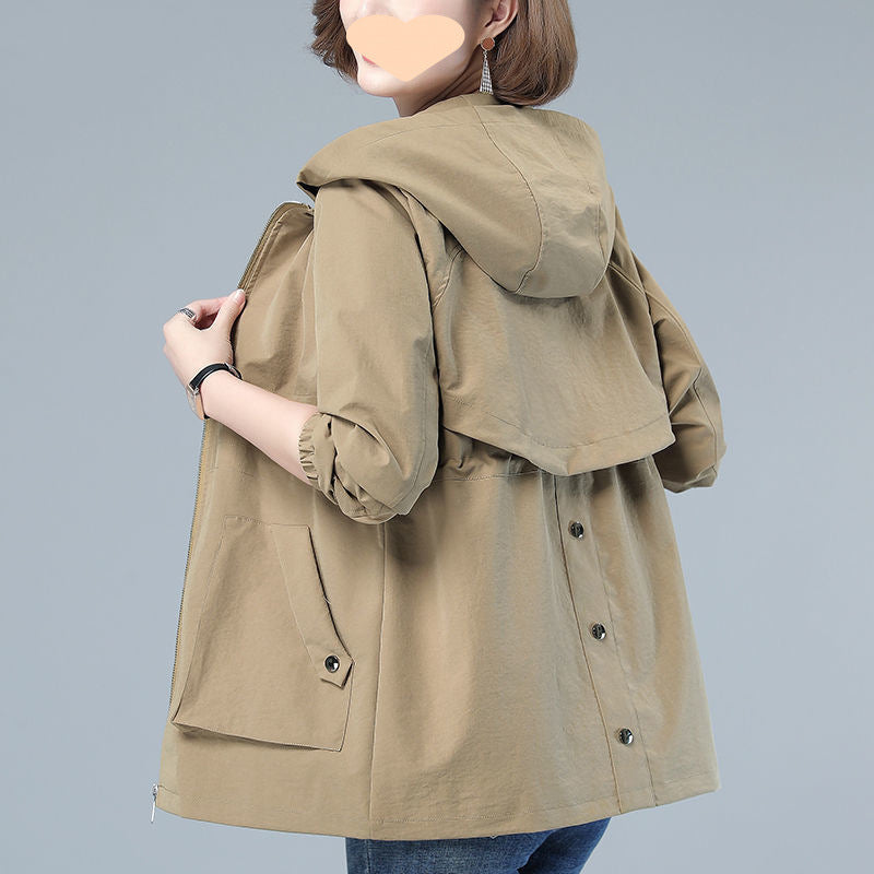 New Hooded Mom Fashion Casual Trench Coat Top For Women