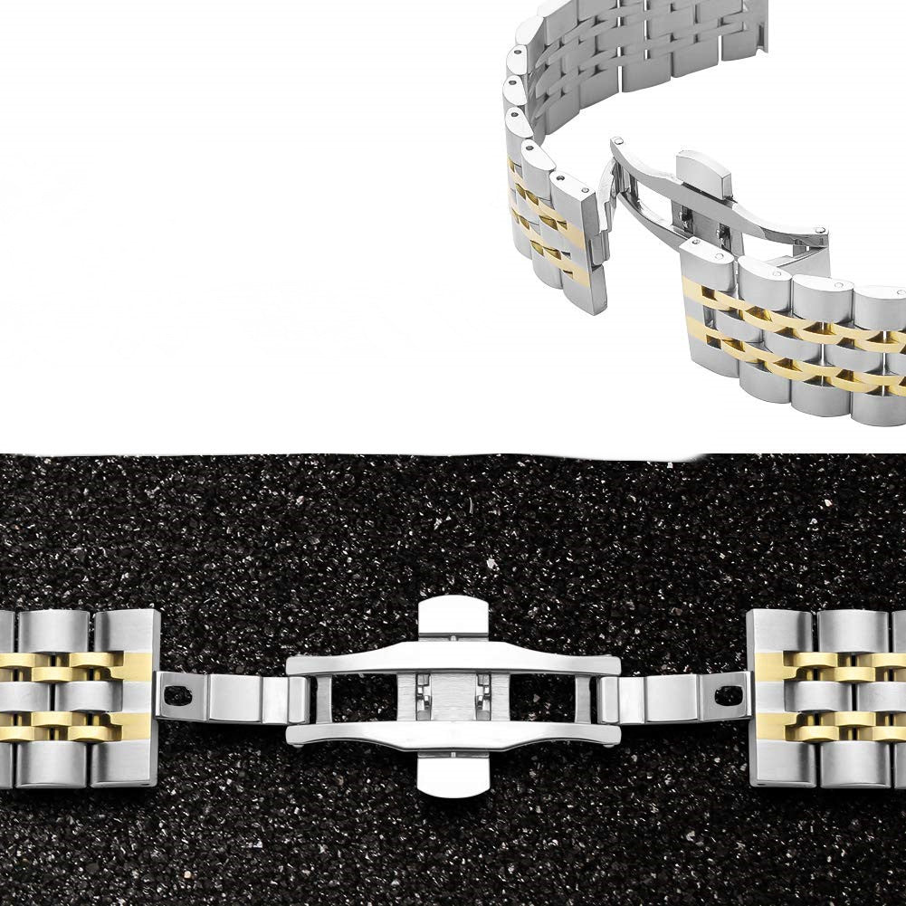 Seven Beads Stainless Steel Strap With Butterfly Buckle